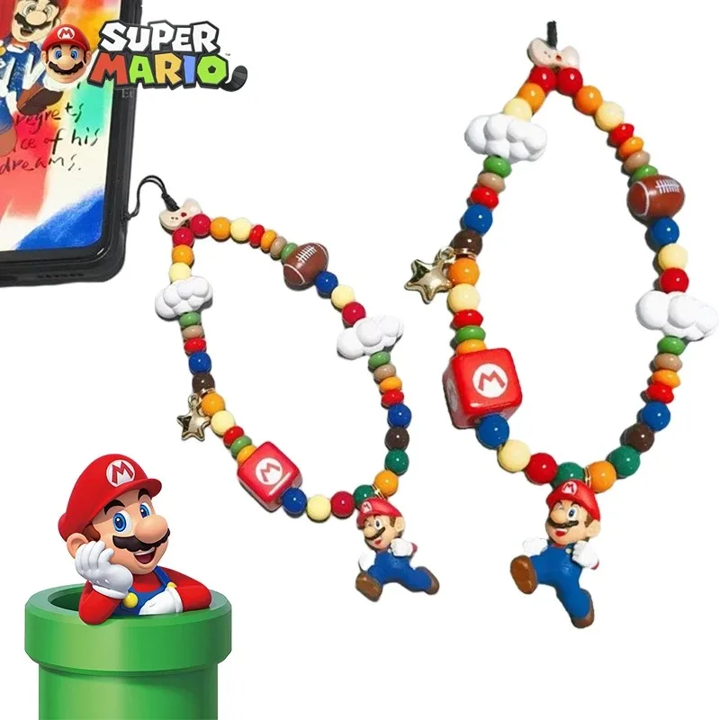 Correas para Teléfono Móvil Kawaii Super Mario Bros para Mujer y Hombre, Accesorios de Cordón, Pulseras de Dibujos Animados, Colgantes para Bolsos, Decoraciones, Regalos
