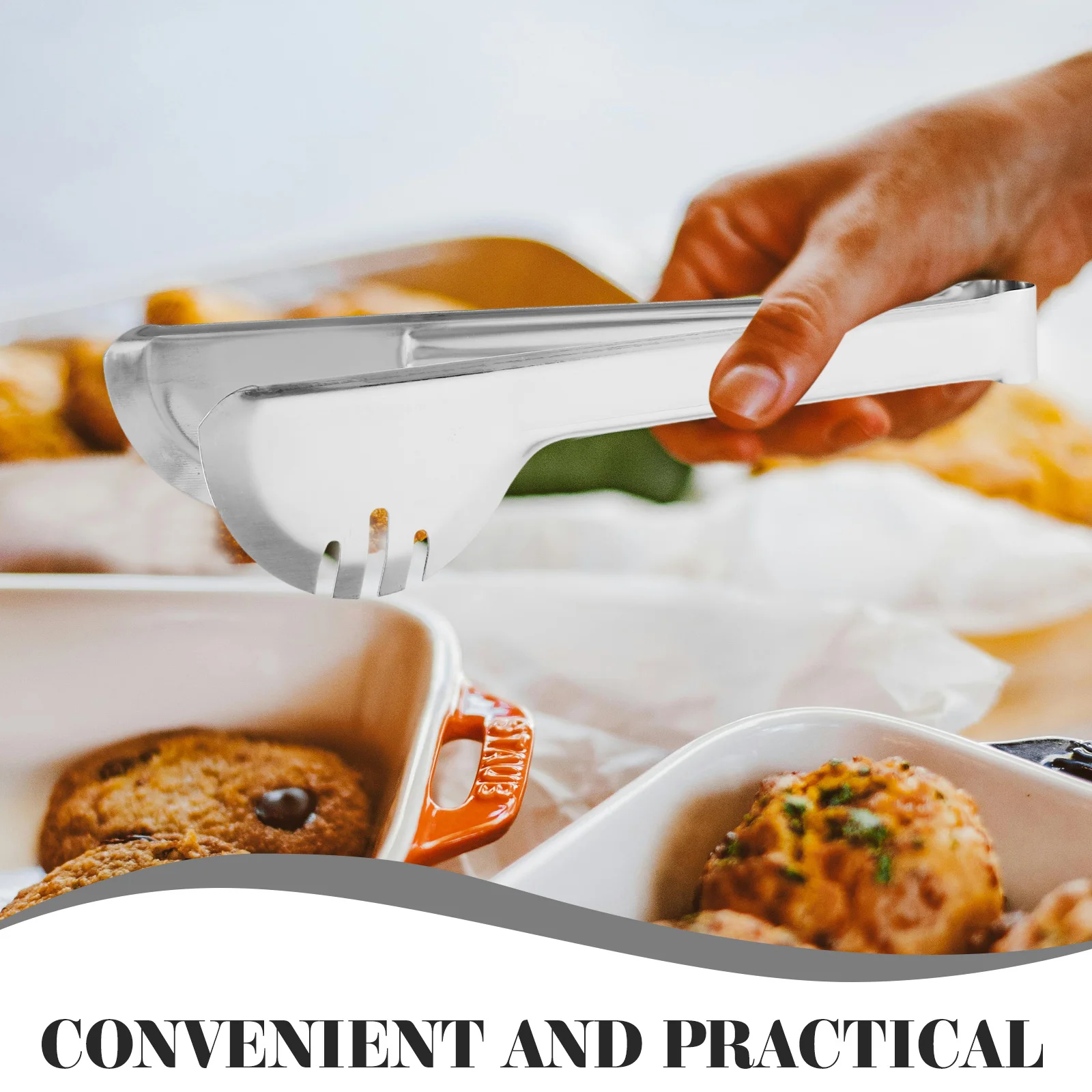 1 Stainless Steel Utensils Set Portable Serving Spoon Fork Kit For Party Buffet Salad Soup Reusable Kitchen Tableware Flatware