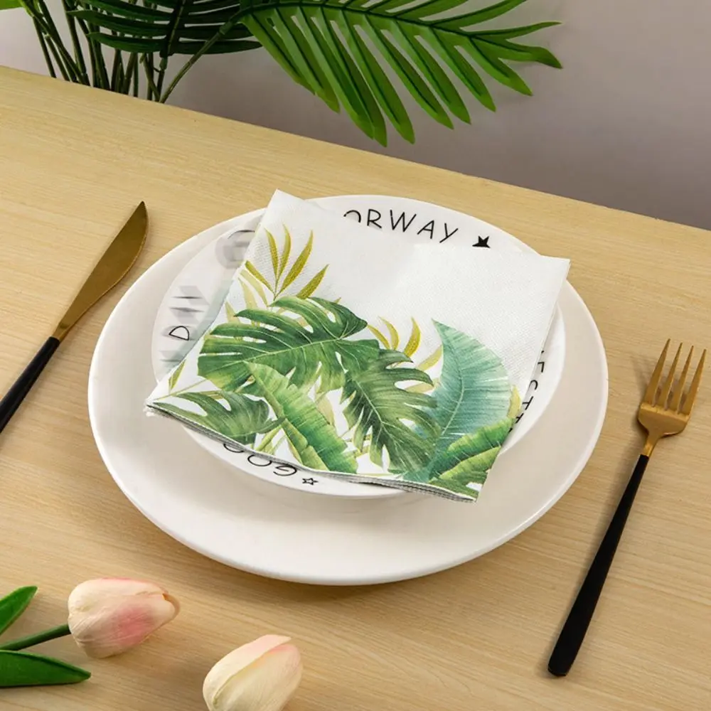 40PCS Disposable Flower Printed Paper Napkin Thickened Good Water Absorption Paper Towels Double Layer Square Tissue Hotel