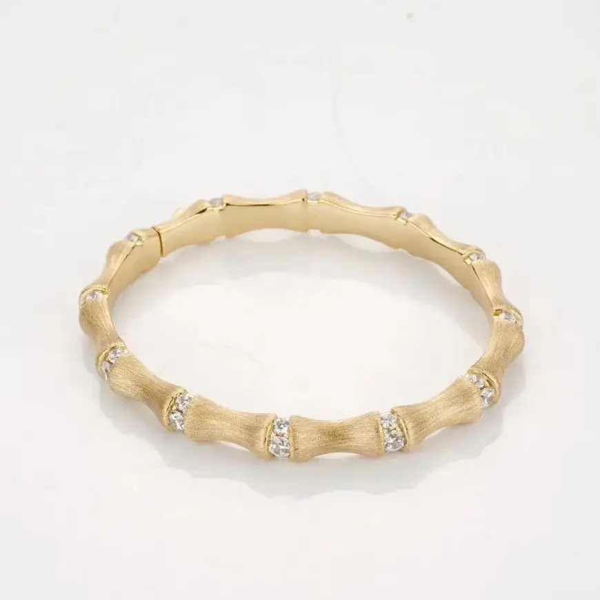 ZOCA New Gold Color Bamboo Women's Hand Bracelets For Women 925 Sterling Silver Couple Bracelet Bangle Punk Jewelry Gifts