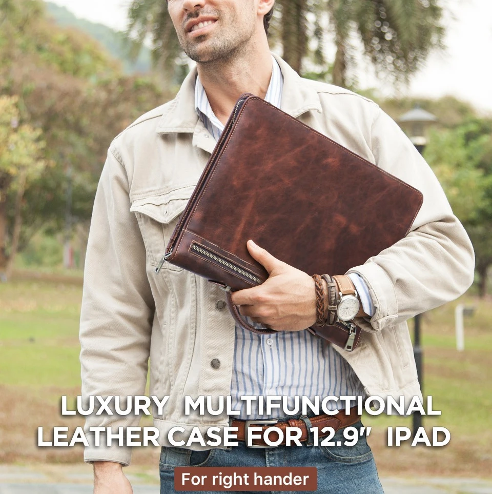 مناسبة لجهاز ipad Pro مقاس 12.9 بوصة، حافظة واقية لتحديد المواقع، حقيبة أعمال محمولة متعددة الوظائف وحامل بطاقات