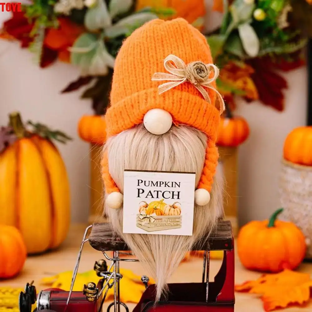 

Knitted Hat Thanksgiving Gnomes Plush Doll Pumpkin Cartoon Fall Plush Elf Dwarfs Dolls Plush Doll Ornaments Gnome Doll Ornament