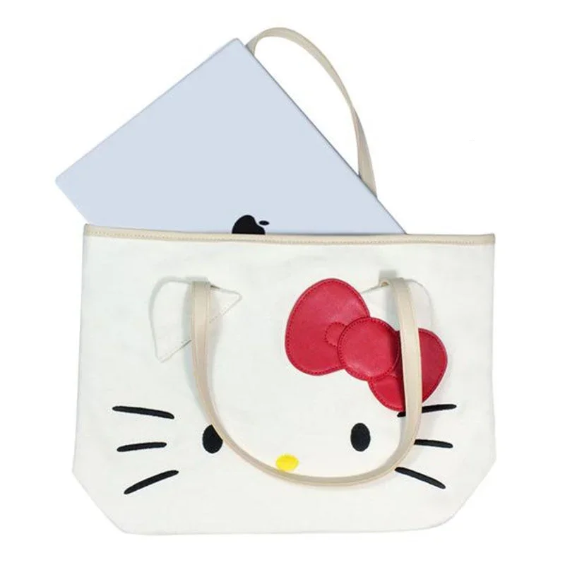 Hello Kitty Kawaii torebki i torebki Sanrio torby dla kobiet torba na ramię płótno kreskówkowe śliczny portfel kosmetyczka do przechowywania