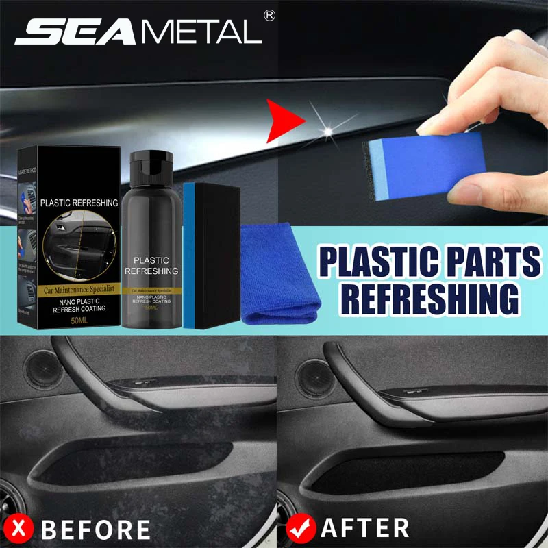 

SEAMETAL 50 мл автомобильное пластиковое освежающее покрытие, нано-средство для восстановления пластика с губчатой тканью для автомобильных аксессуаров