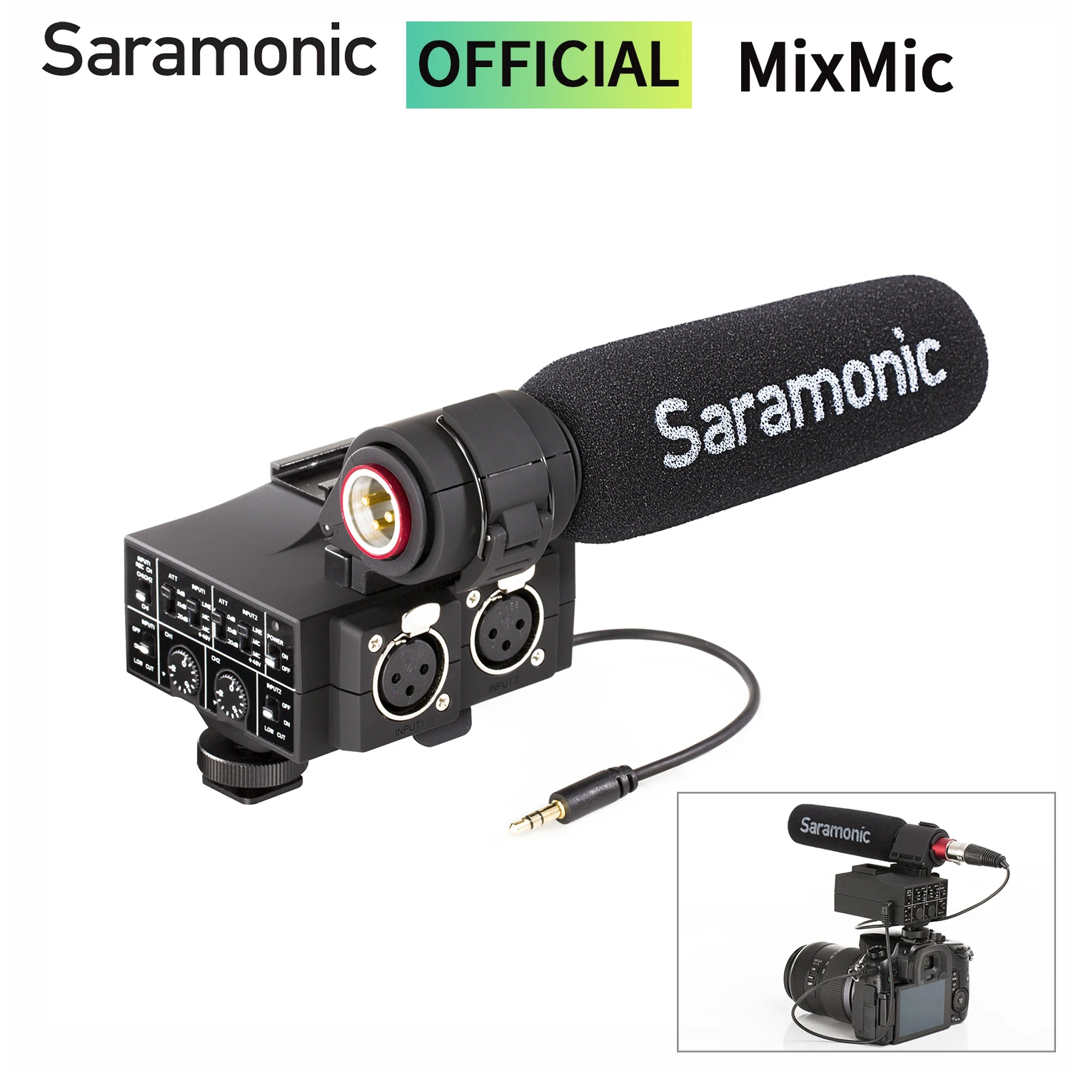 

Комплект микрофона Saramonic MixMic Shotgun и аудиоадаптера для профессионального уровня смешивания консолей микрофонов звуковых студий