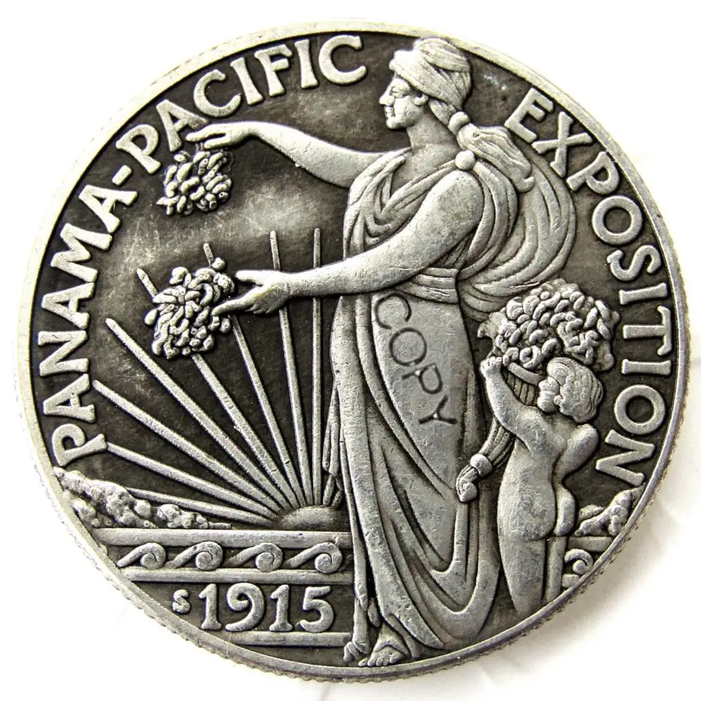 US 1915-S Panama Commemorative Half Dollar Silver Plated Copy Coin