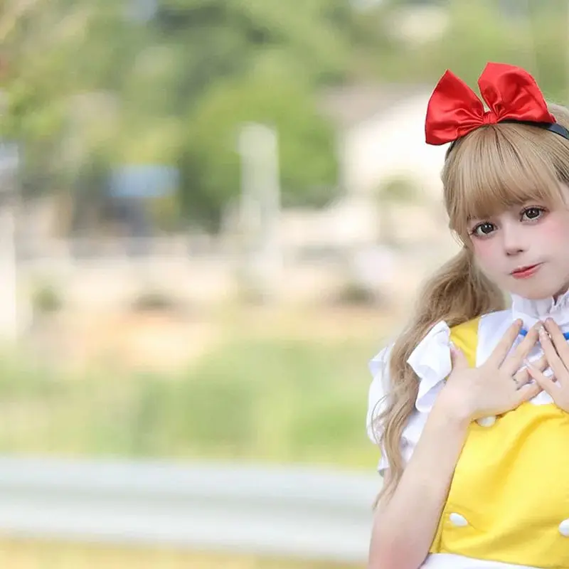 

New Yellow Dreamy Girl Costume Halloween Lolita Cafe Uniform Manga Stage Sexy Carnival Party Set Lolita Princess Dress
