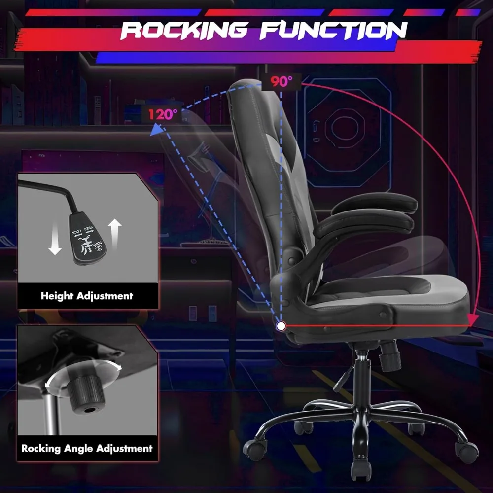 Computer Gaming Desk Chair - Ergonomic Office Executive Adjustable Swivel Task PU Leather Racing Chairs