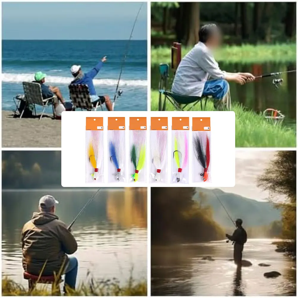 

8pcs Fishing Tackle Lures -Deer Hair Jig Head Hooks With 7g-85g Weight Anti-Snag Bottom Bait Realistic For Effective Fishing