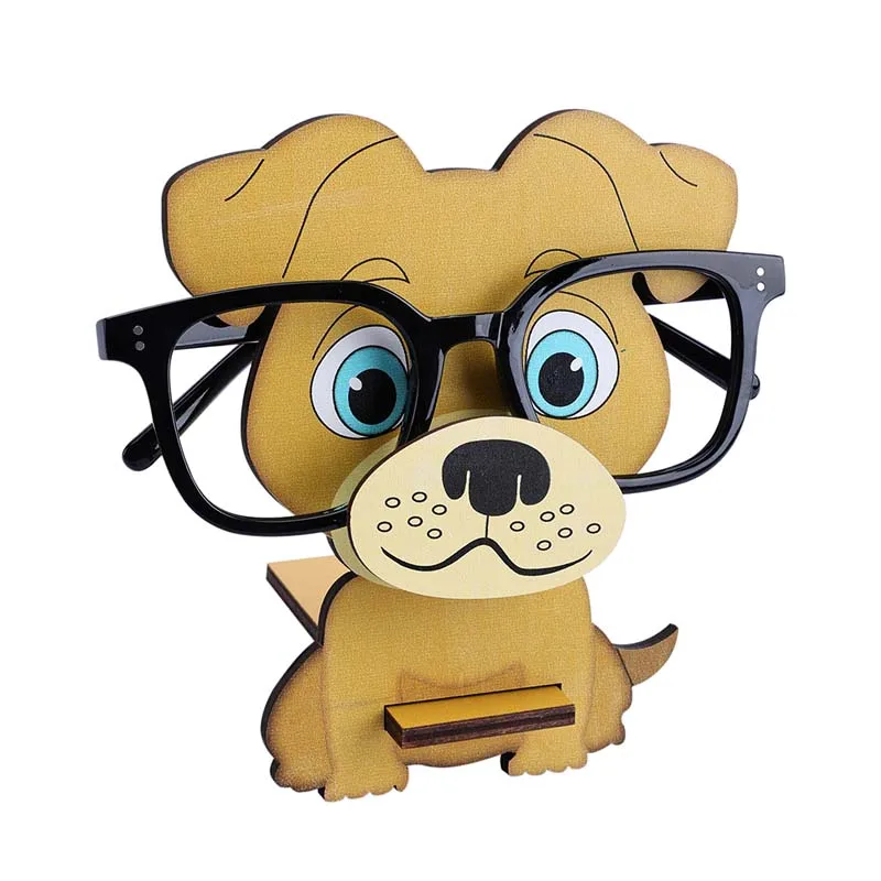 

3D Pet Dog Glasses Hoder Cartoon Animal Wooden Sunglasses Display Standing Desktop Tidy Management Holder Organizers Accessories