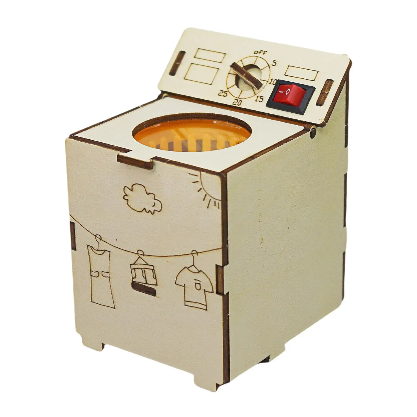 Washing Machine Building Kits Science Projects Experiment Kits Wood Washing Machine Toy for Development Toy