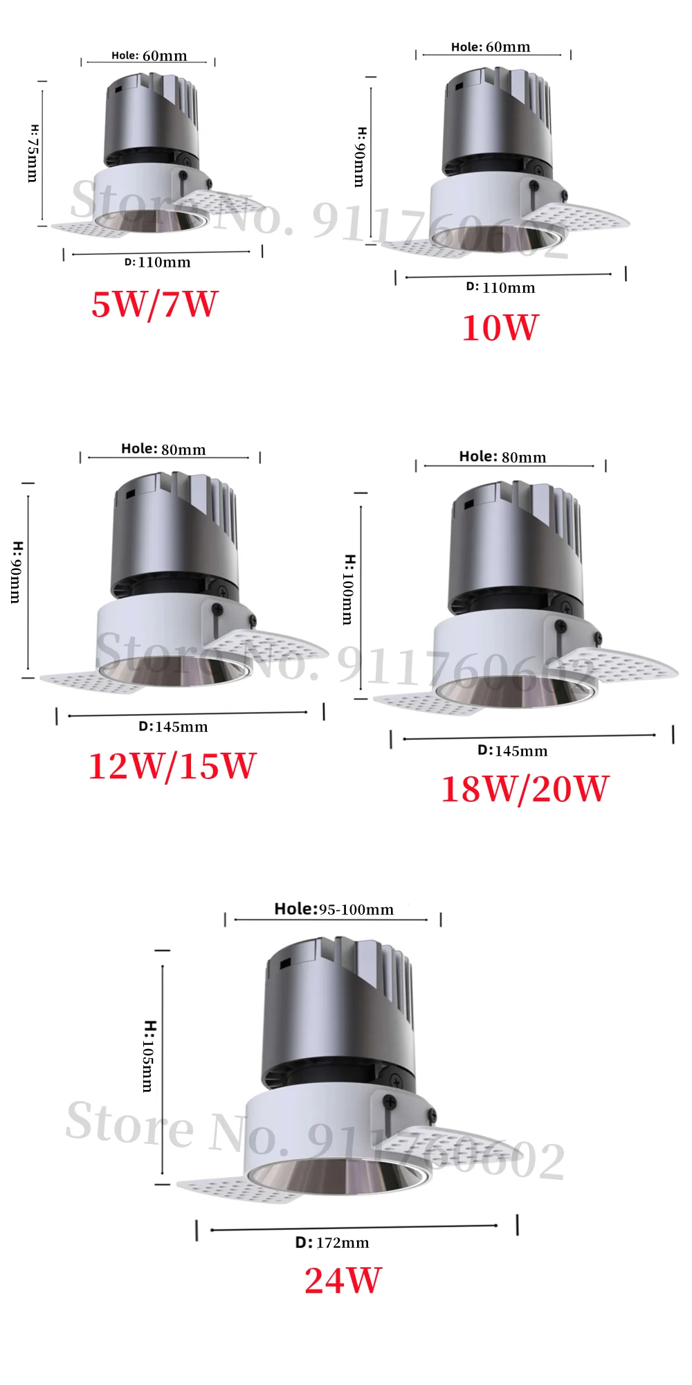 Round Recessed Anti-glare LED COB Downlight 5W 7W 10W 15W Dimmable 110V 220V Ceiling Spot light For Foyer Study Shop Lighting