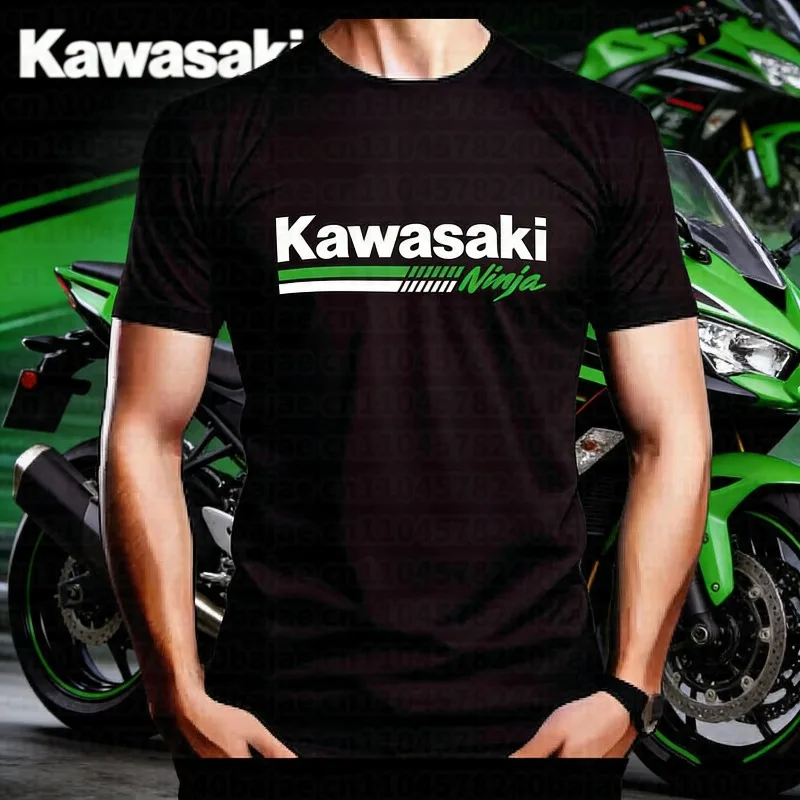 

Летняя быстросохнущая дышащая футболка Kawasaki из 100% хлопка с принтом, тонкая, для мужчин и женщин, для мотоциклистов, комфортная