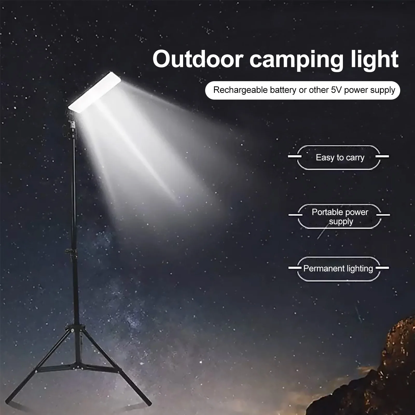 Standing Camping Light with Telescoping Metal Tripod 1.7m Adjustable Telescoping Stand LED Work Light Floor Lamp Spotlight