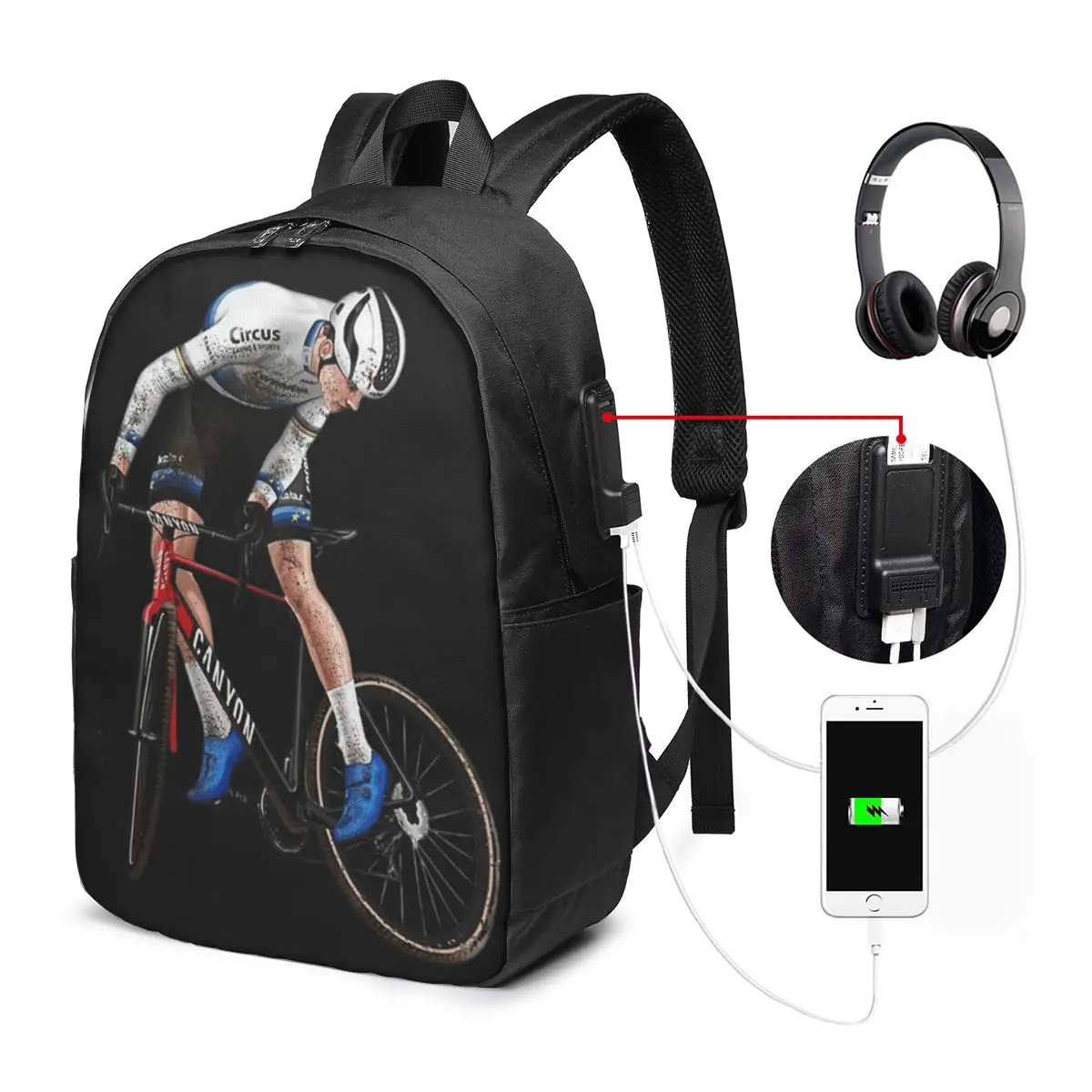 

Mathieu Van Der Poel Backpack Travel Notebook Bag Computer College Student School Bag Laptop Shoulder Bags for Men Women