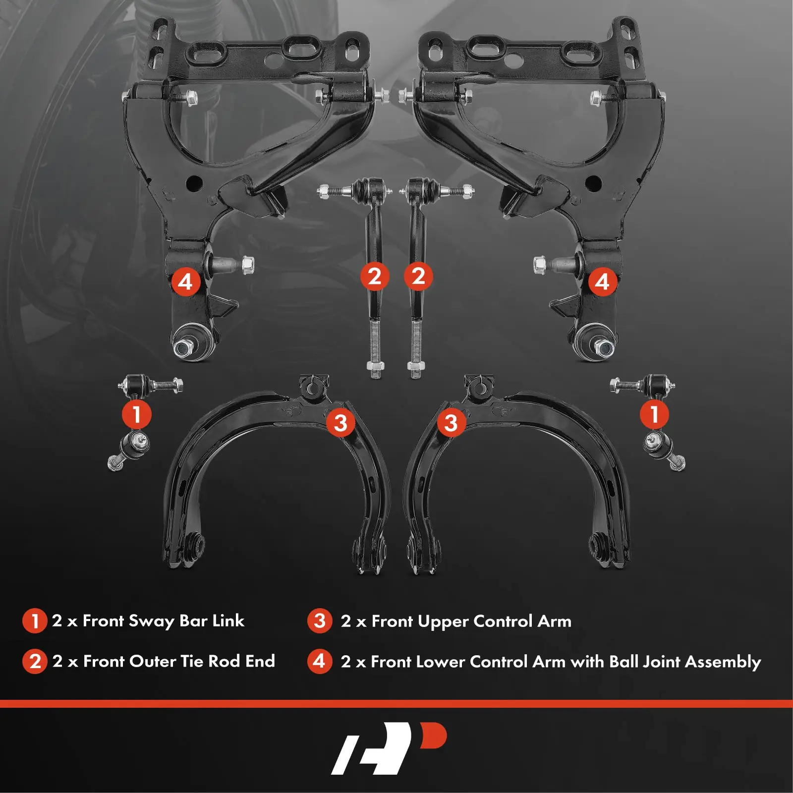 A-Premium 8x Front Control Arm with Ball Joints Stabilizer Bar Link for GMC Envoy Envoy XL 2002-2003 Oldsmobile Bravada