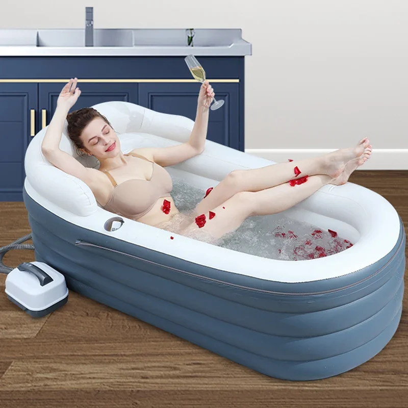 Adults Mobile Bathtub Collapsible Inflatable Plastic Bucket Lounger Bathtub Portable Freestanding Baignoire Household Bathtub