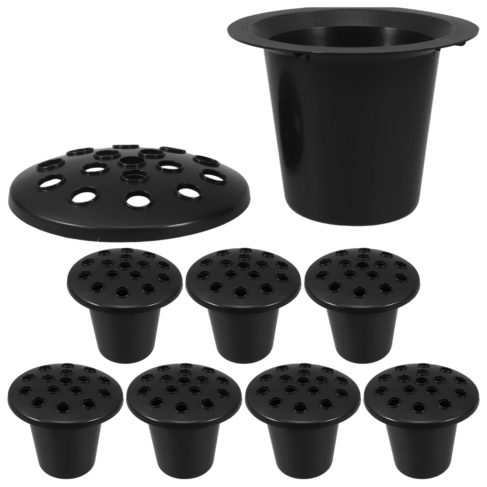 

8pcs Base Flower Pot Realistic Details Cemetery Grave Decorations Plastic Vase Multi Hole Design Gravesite Supplies