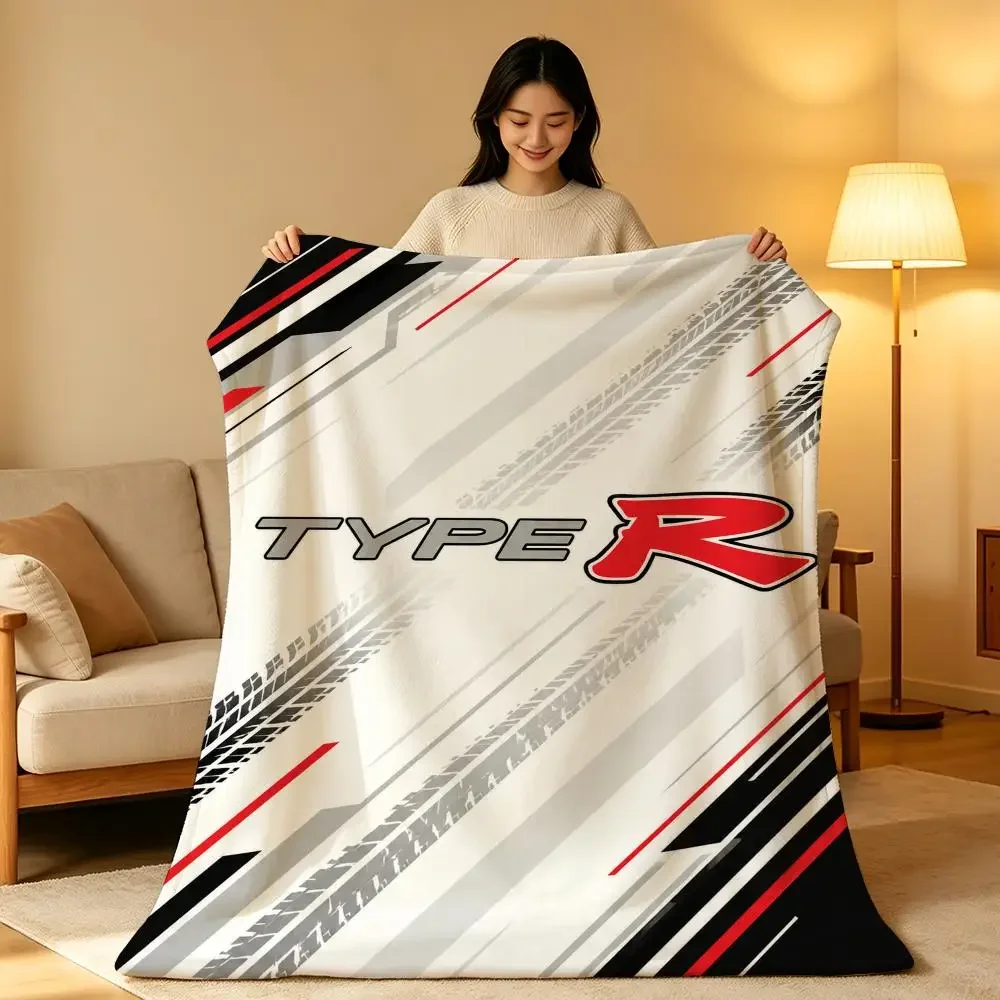 Auto T-Type R Racing Sport Performance Tuning Cute Throw Soft Warm Flannel Blanket Lightweight for Sofa Bed Couch Travel Adults