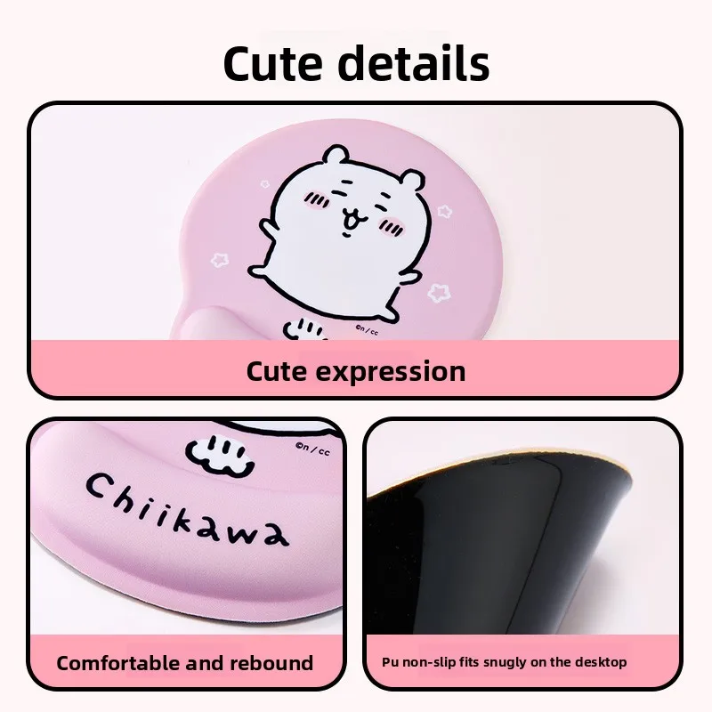 Alas Mouse Kawaii Seri Chiikawa-Desain Anime Lucu, Alas Karet Anti Selip, Alas Meja Kantor/Rumah Tahan Lama untuk PC/Laptop