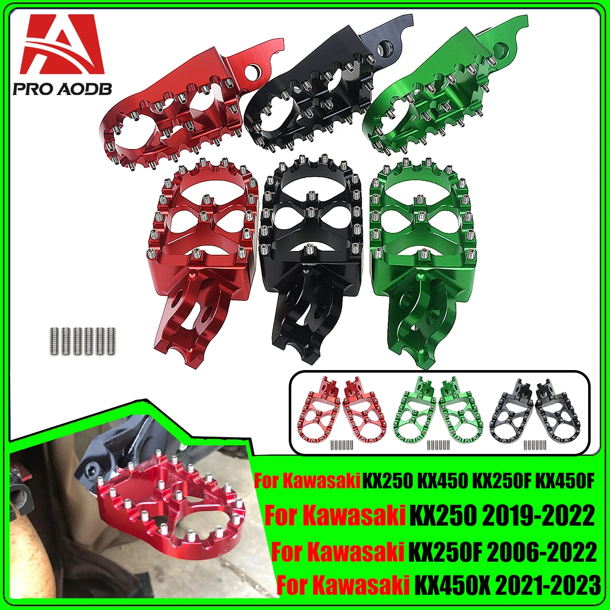 

Motorcycle CNC Rests Pedals Footpegs Foot Pegs For Kawasaki KX250F KX250 KX450F KX450 KX250X KLX450R KX450X 2006-2021 Motocross