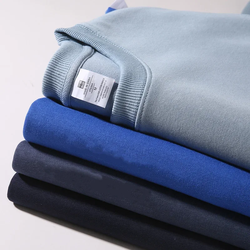 سويت شيرت رجالي بياقة دائرية وألوان ثابتة، بلوفر من مزيج القطن #1