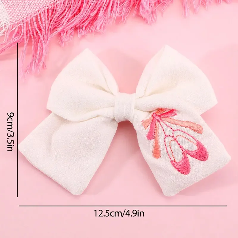 Fashion Embroidery Pink Ballet Shoes Hairpins Handmade Ribbon Hair Bow Clip For Girls Kids Bowknot Hairpin Hair Accessory