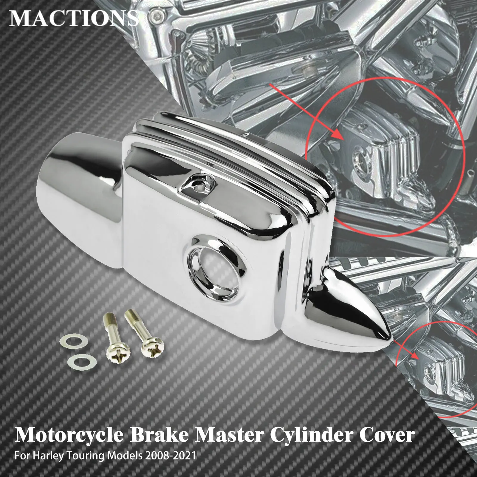 Pokrywa głównego cylindra hamulca tylnego do motocykli Harley Touring Road King FLHR Street Electra Glide FLHT FLTRX 08-2021 Chrome ABS