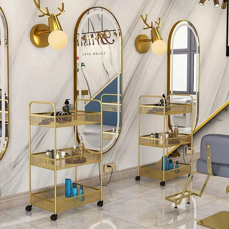 Beauty Cart Trolley Storage Rack Wheels Barbershop Nail Salon Special Tool Cart Snack Storage Rack Kitchen Roll