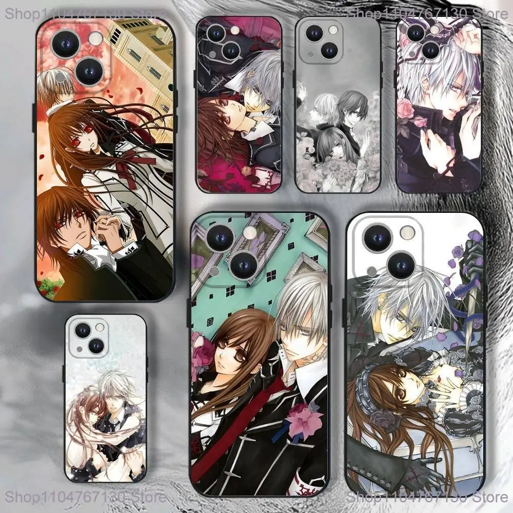 

Anime M-Manga Vampire Knight Phone Case For iPhone 17,16,15,14,13,12,11,Pro,XS,Max,XR,Plus,E,SE4,Mini Black Soft Cover