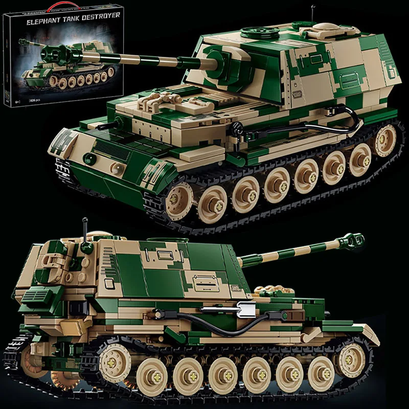 World War 2 Military Jagdpanzer TIGER/P Tank Destroyer Model Building Blocks Bricks WW2 Armored Vehicle Toys For Children Gifts