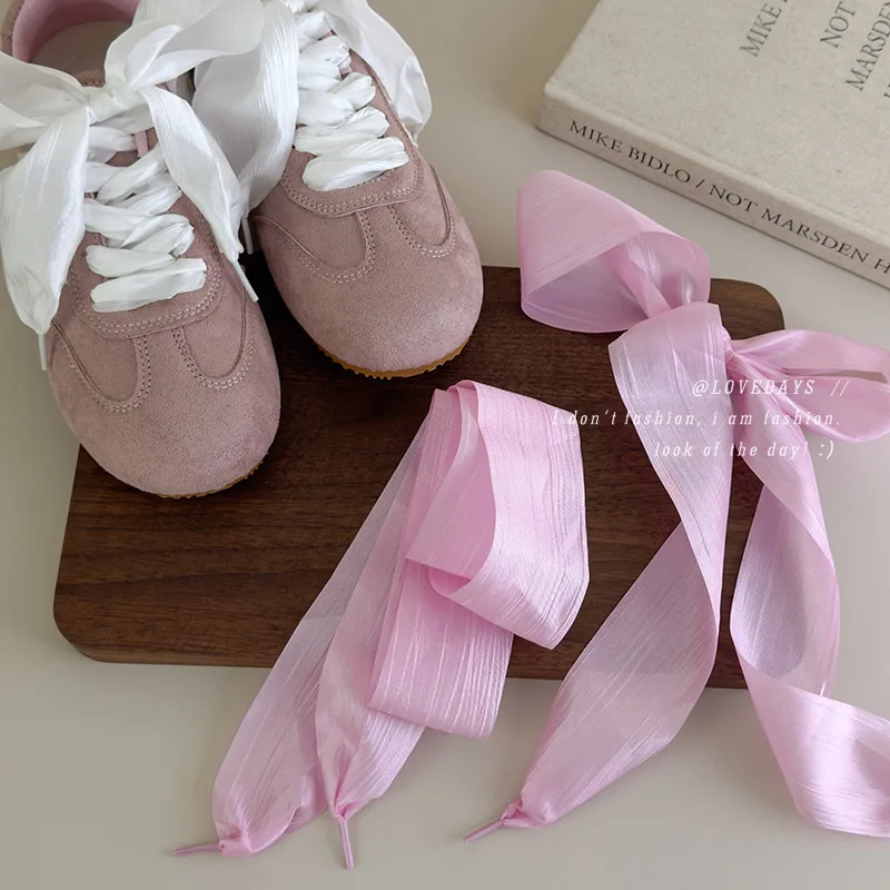 Shoelaces Ballet Style Chiffon Organza Colorful Lace Decorative Soft Lightweight Premium for Sneakers Canvas Shoes Women