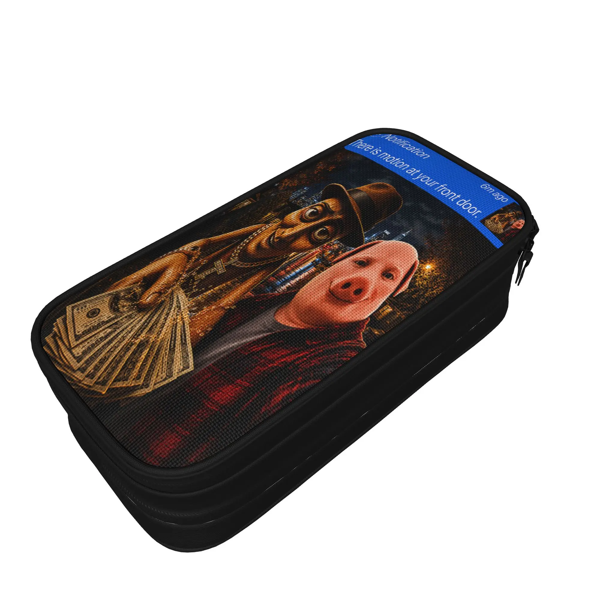 Retro Pencil Case Tung Tung Tung Sahur John Pork Meme Brainrot Pen Box School Pencil Cases Boy Double Layer School Stationery