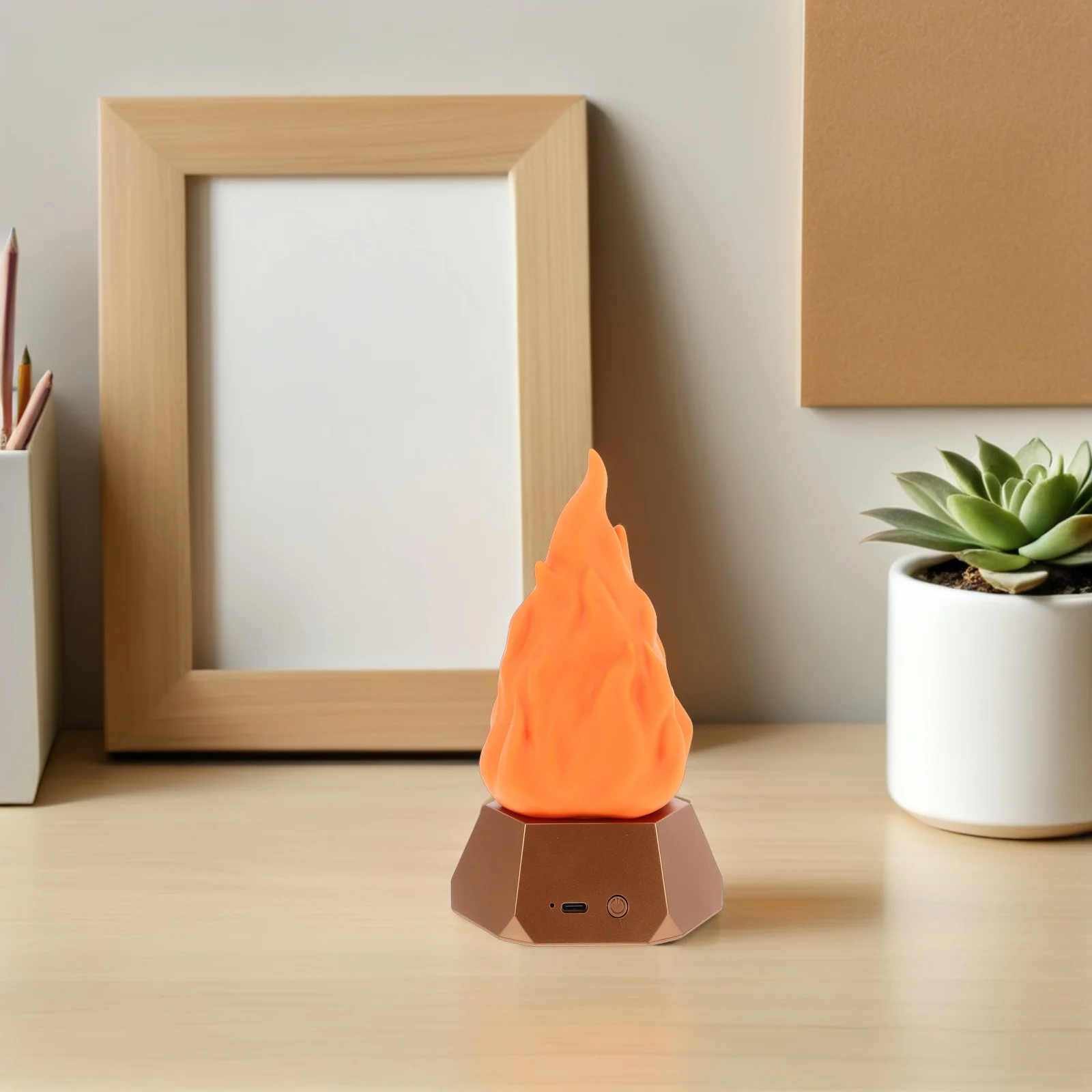 Lámpara de fuego falso, luz de llama LED de 3 modos, recargable por USB, llama parpadeante sin llama, luz nocturna para fogata para interiores y exteriores