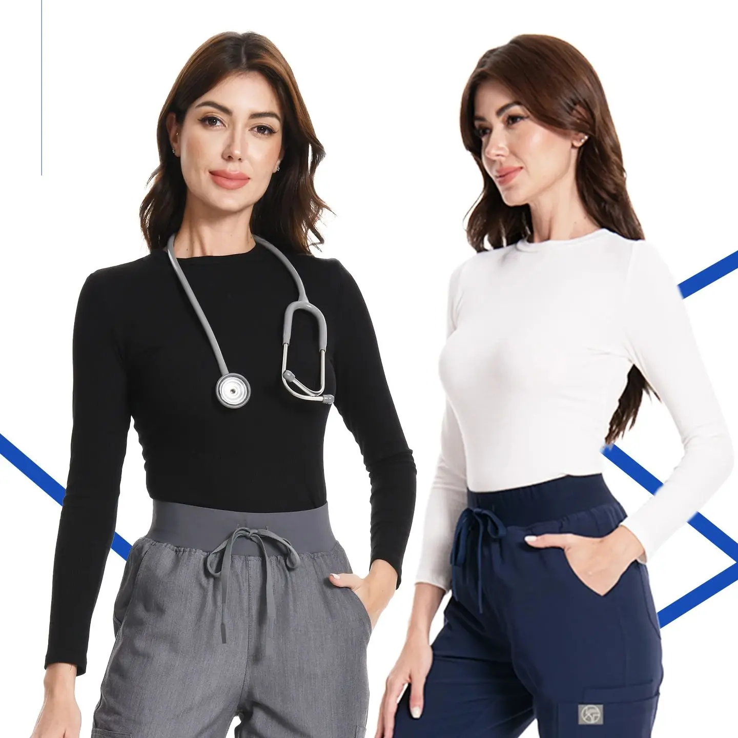 KUNGFU SCRUBS Womens Seamless Underscrub Slim Fited Highly Elastic Modal Undershirt Round Neck Long Sleeve Base Layer Top