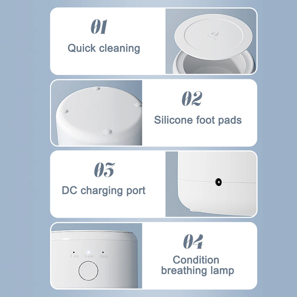 Portable Electric Vibration Cleaner Dental Braces Cleaning Machine Multi-function Cleaner For Jewelry Dentures Retainer