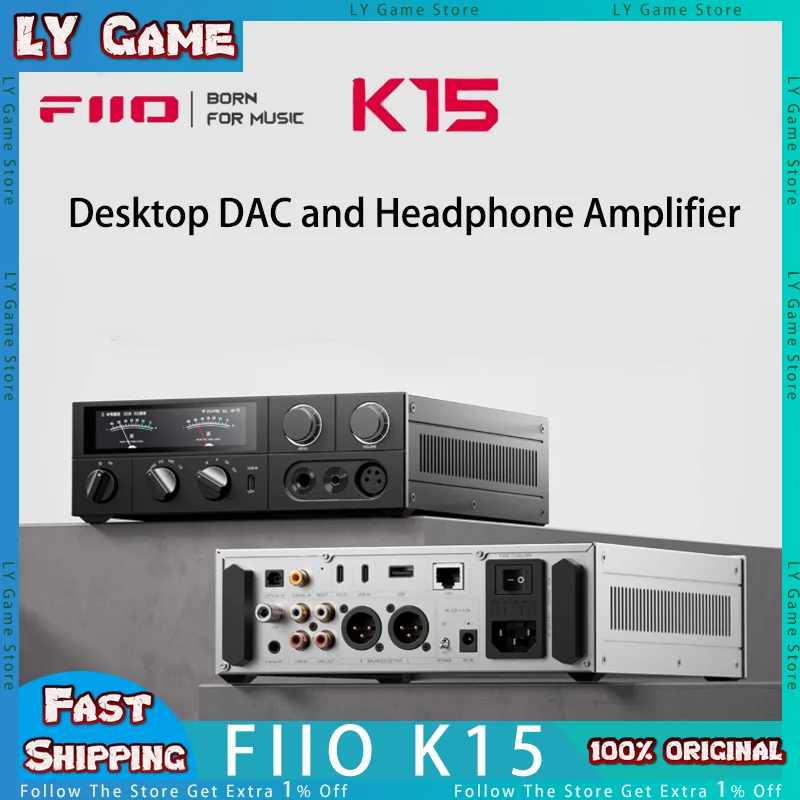 FiiO K15 سطح المكتب DAC ومضخم ضوت سماعة الرأس الراقية AKM DAC AK4497S * 2 مع شاشة لمس 3.93 بوصة 2.4G/5G ثنائي النطاق WIFI مخصص