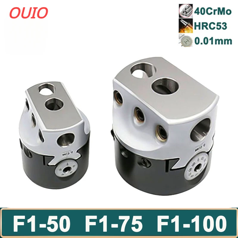 OUIO F1 Boring Head Lathe 2/3/4 Inch 50/75/100mm Boring Bar Milling Tool Holder for Lathe F1 Boring Head Connection for Rough