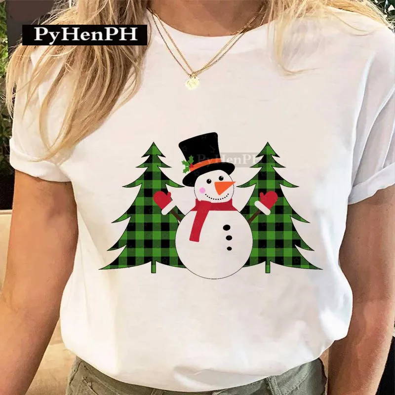 Fashion Merry Christmas English Letter T-shirt Personality Tshirt Men's and Women's Short Sleeves White T Short Sleeves Harajuku