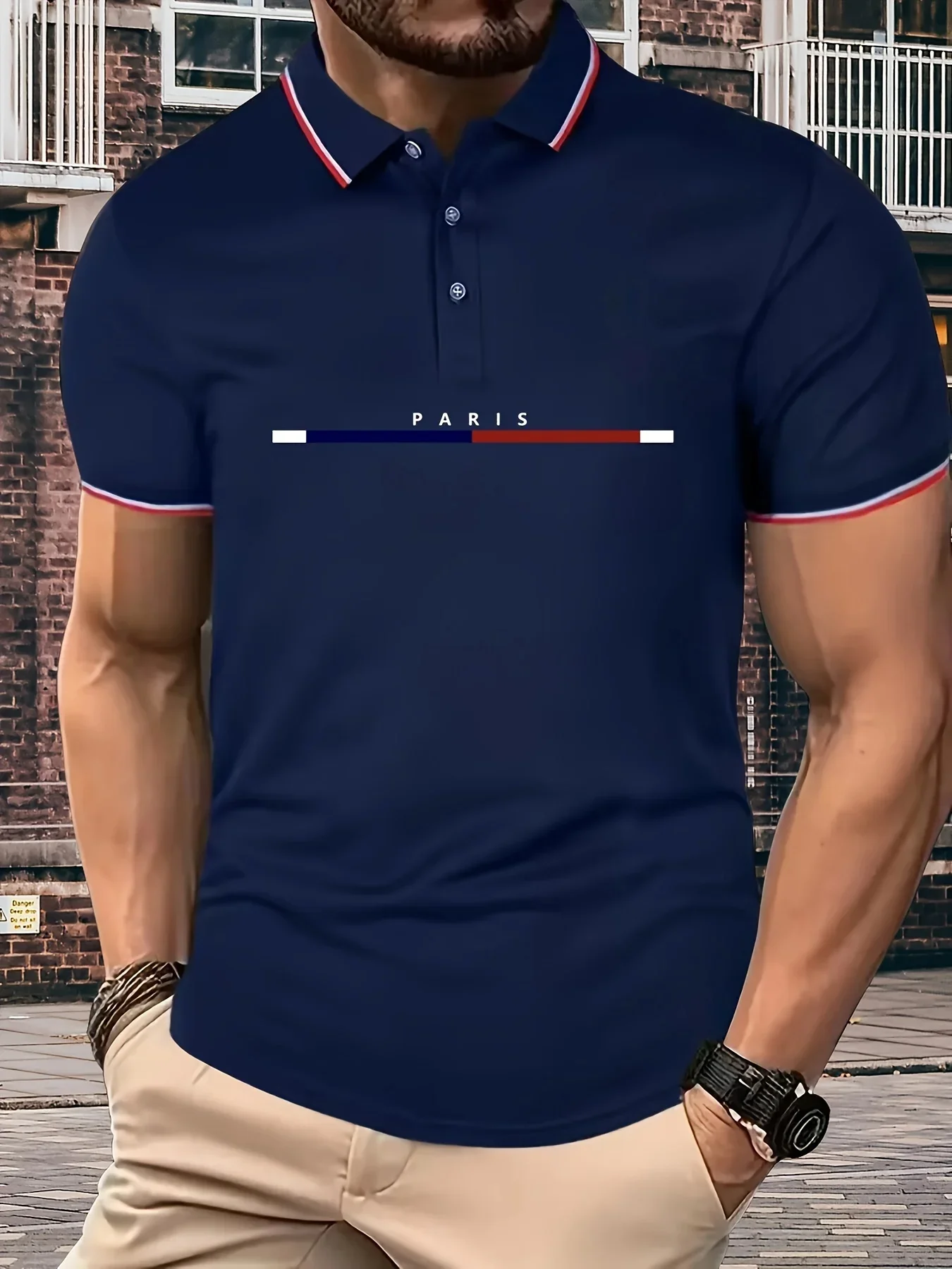 

Men's Summer Cotton PARIS pattern POLO Shirt Tops