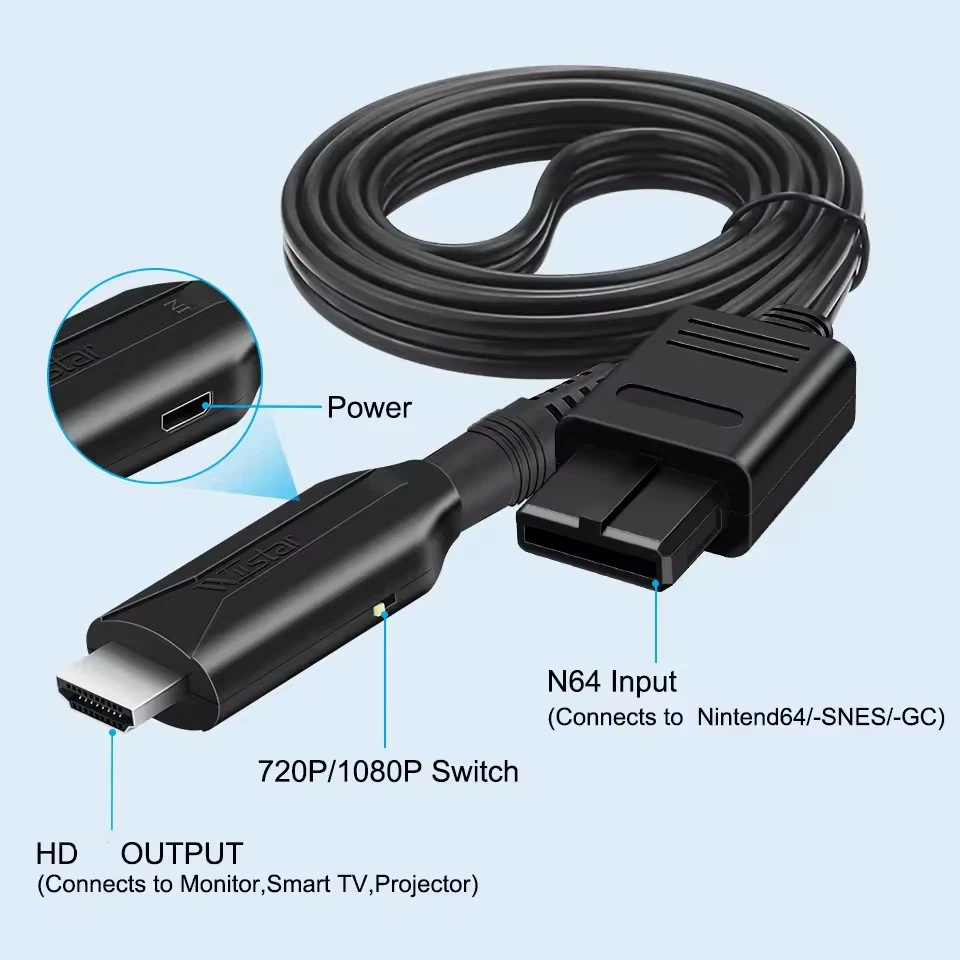 N64 to HDMI-compatible cable Converter Adapter,for Nintend 64 & Super SNES and NGC,Digital Cable,Restore Game Screen