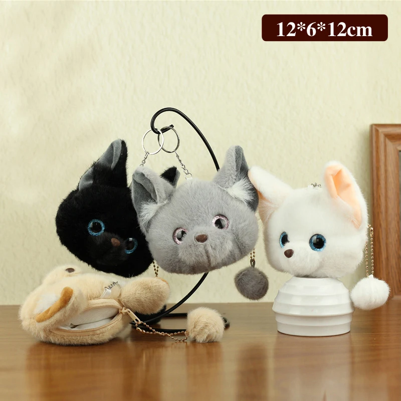 〔CC88〕Cute Devon Rex Cat Coin Purse Pendant Plush Bag Charm Keychain Doll Backpack Decoration Wallet