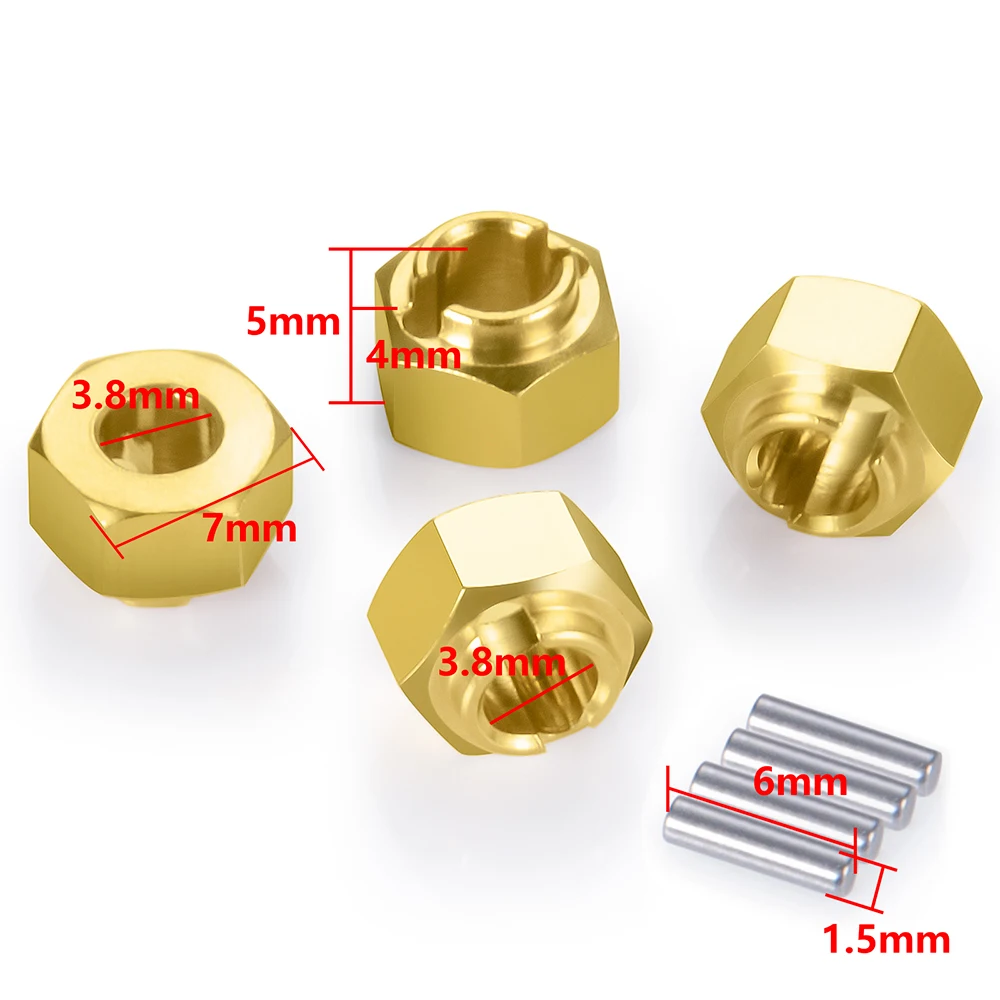 TRINOOD 4PCS 6mm 7mm Brass Wheel Hex Hub Extenders Adapters 4/5mm for TRX4-M 1/18 RC Crawler Car Upgrade Part