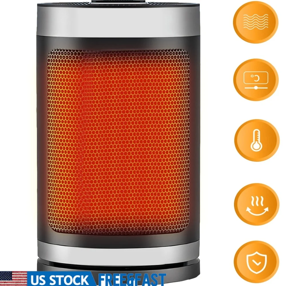 

Портативный электрический обогреватель 900 Вт PTC керамический обогреватель для помещений с 3 настройками нагрева Регулируемый термостат Быстрый нагрев Безопасность