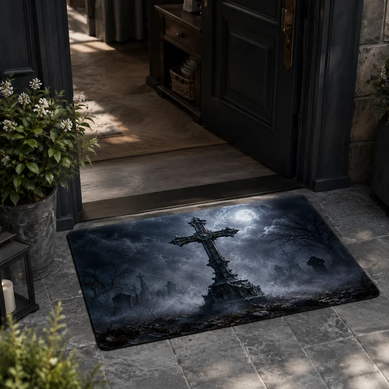 Desk Setup Dark - VIKAMA Dark Gothic Moon Cemetery Cross