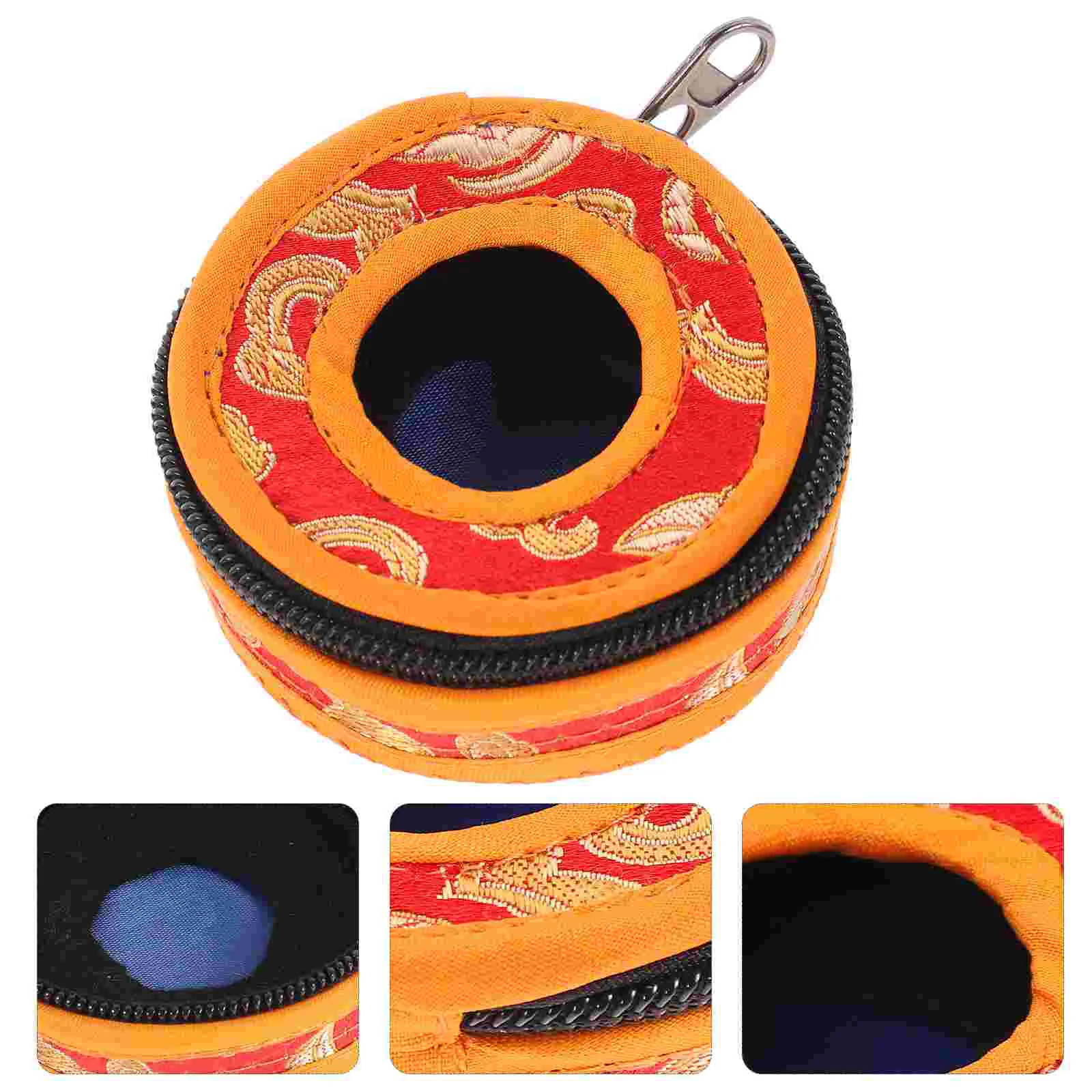 

Finger Cymbals Packs Pouch for Meditation Bell Touch The Temple Bag Red Storage Case Protector