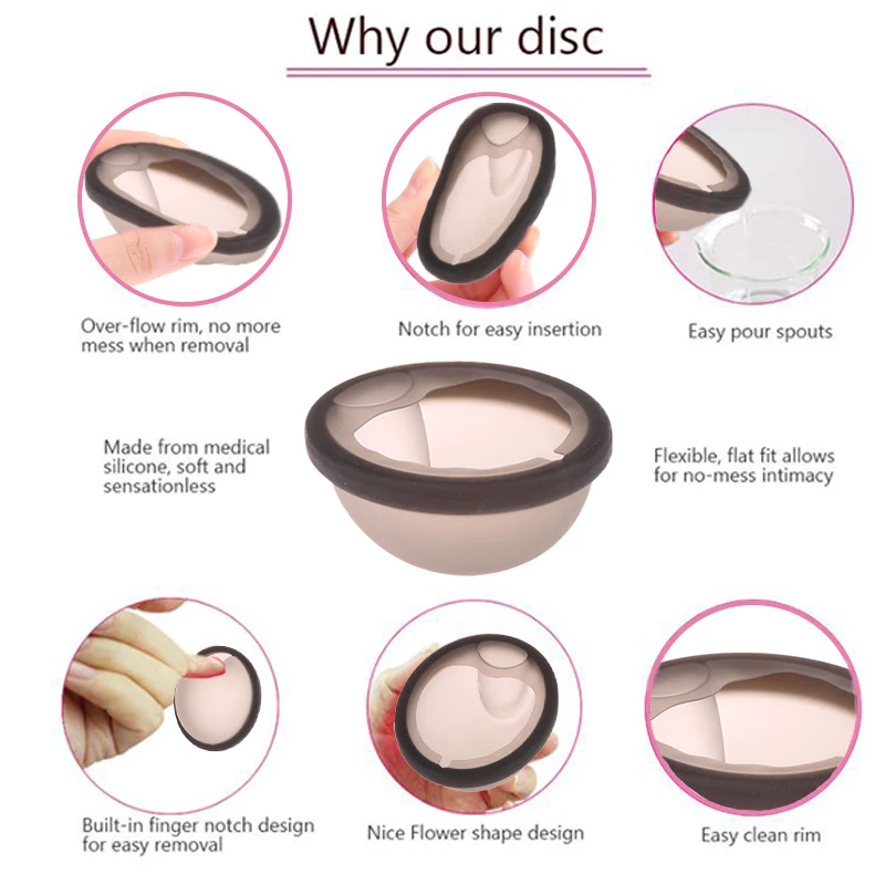 1 pz Silicone Flat Fit Design disco riutilizzabile Extra sottile per le donne mestruali con sterilizzazione a linguetta per le donne