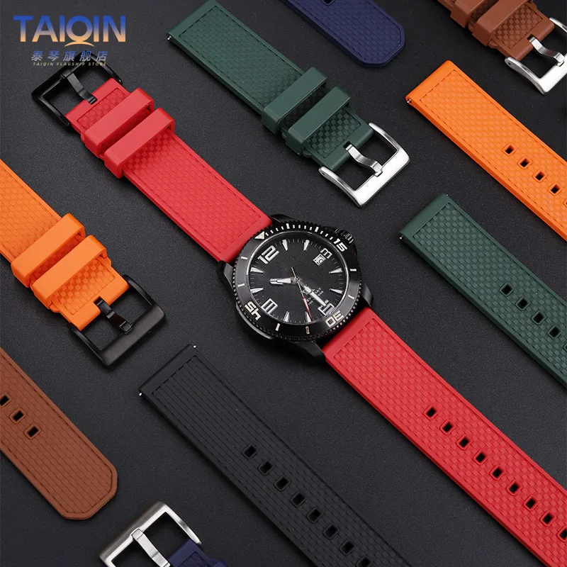Quick release Fluoro rubber strap For Tissot Seiko Hamilton IWC Citizen universal rubber watchband 20x20mm 22x22mm Men bracelet
