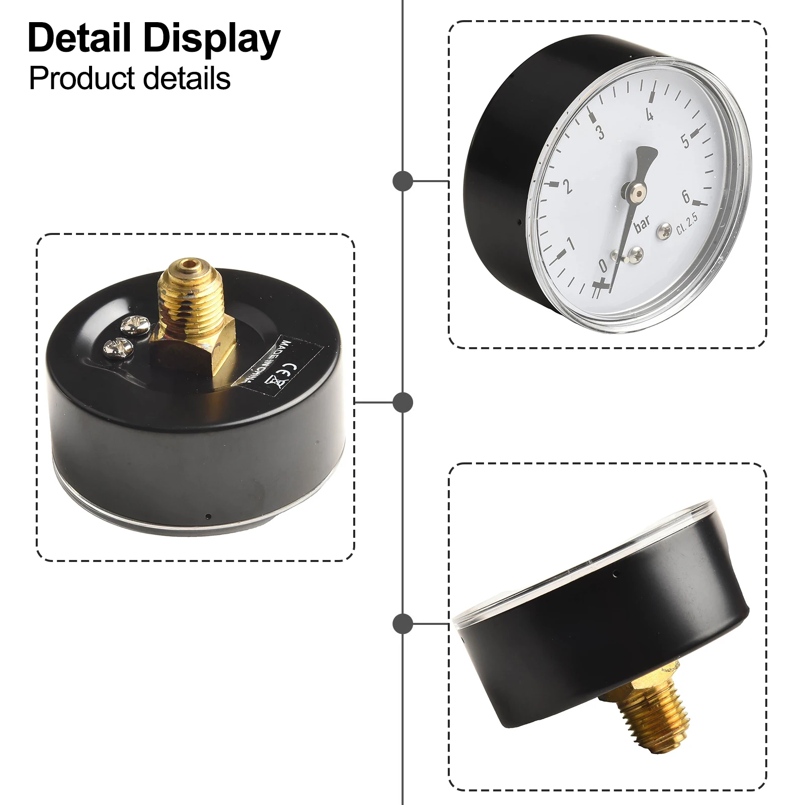 Professional Grade Pressure Gauge Measures Water & Air Pressures up to 6 Bar with a User Friendly Design at 4 Inches