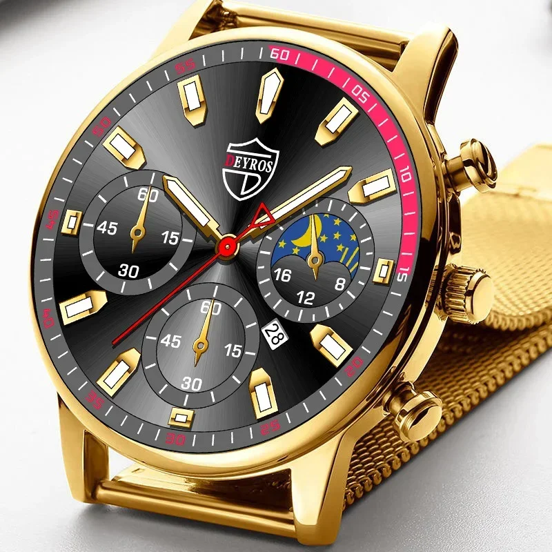 Waterproof Day Date Watch for Men Luxury Stainless Steel Man Watches Luminous Hands Male Calendar Wristwatch Dropshipping